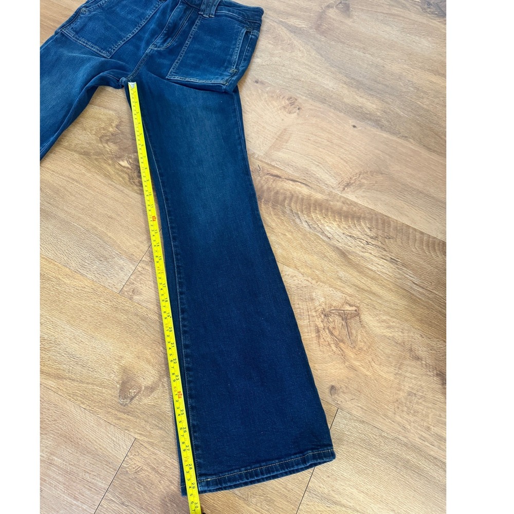 Pilcro  Anthropologie Flare Jeans Blue Icon Flare  Patch Pocket Size 27 - Picture 7 of 14